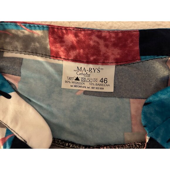 Ma-Ryś Catherine Women’s Blouse Top 46 XL Multicolor Patchwork Print Button Fron - Picture 6 of 10